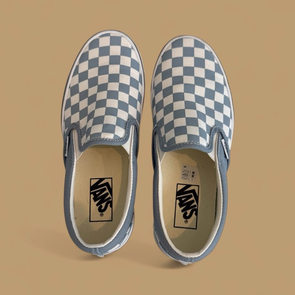 Vans Kids Blue and White Checkered Slip-On Sneakers - Picture 1 of 3